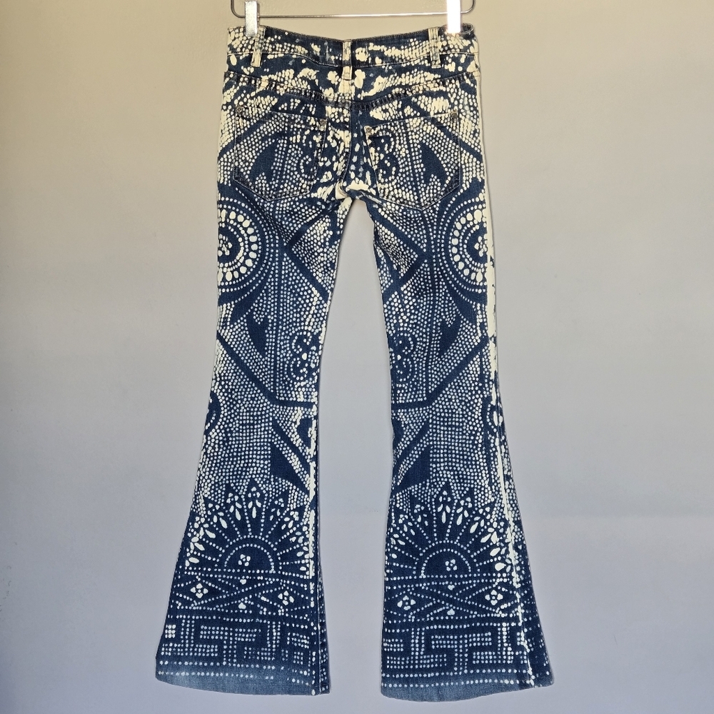 Free People Discharge Bali Flare Jeans Blue Boho Hippie Low Rise Size 24 - Picture 3 of 10
